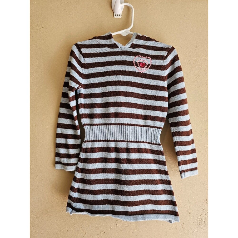Hooded 4T striped sweater dress with embroidered heart, Flapdoodles, school